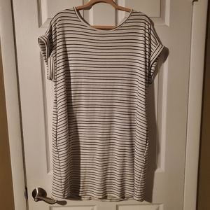 Cream and black striped dress